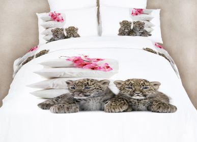 Queen Size Duvet Cover Sheets Set, Baby Leopards