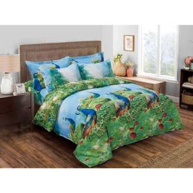 Duvet Cover Set, Queen size Pictorial Bedding, Dolce Mela - Peafowl DM704Q