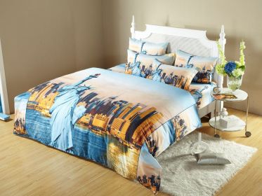 Queen Size Duvet Cover Sheets Set, Statue of Liberty