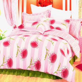 Blancho Bedding - [Pink Chrysanthemum] 100% Cotton 4PC Comforter Set (Twin Size)