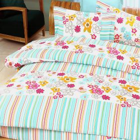 Blancho Bedding - [Blooming Flowers] 100% Cotton 4PC Comforter Set (Twin Size)