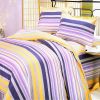 Blancho Bedding - [Purple Yellow Stripes] 100% Cotton 4PC Duvet Cover Set (Queen Size)(Comforter not included)