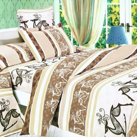 Blancho Bedding - [Beige Deer Totem] 100% Cotton 4PC Duvet Cover Set (Queen Size)(Comforter not included)