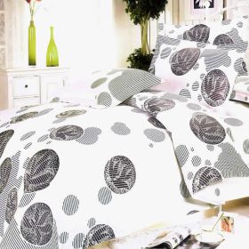 Blancho Bedding - [White Gray Marbles] 100% Cotton 4PC Duvet Cover Set (Queen Size)(Comforter not included)