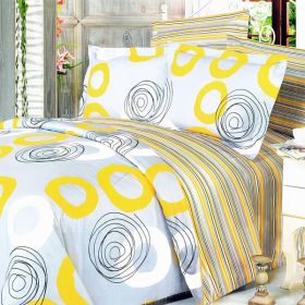 Blancho Bedding - [Yellow Whirl] 100% Cotton 4PC Comforter Set (Twin Size)