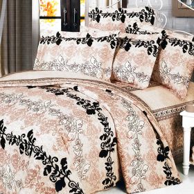 Blancho Bedding - [Beige Brown Classic] 100% Cotton 4PC Duvet Cover Set (Queen Size)(Comforter not included)