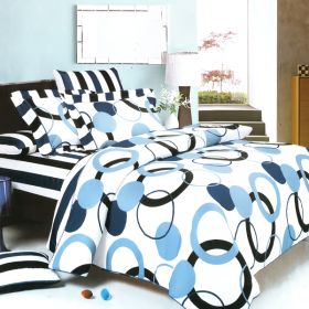 Blancho Bedding - [Artistic Blue] 100% Cotton 3PC Mini Comforter Cover/Duvet Cover Set (King Size)