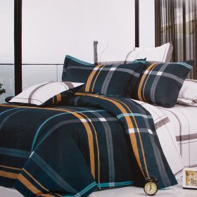 Blancho Bedding - [Blue Devils] Luxury 5PC Comforter Set Combo 300GSM (Full Size)